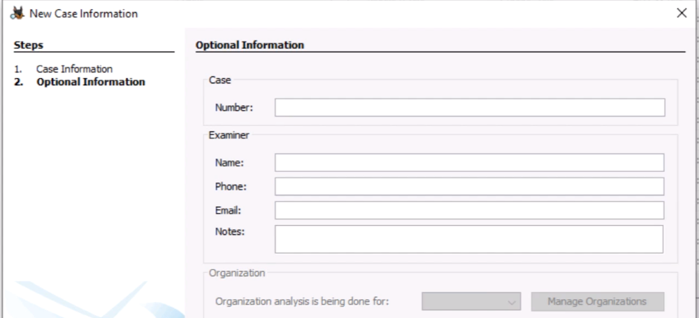 Autopsy optional case metadata