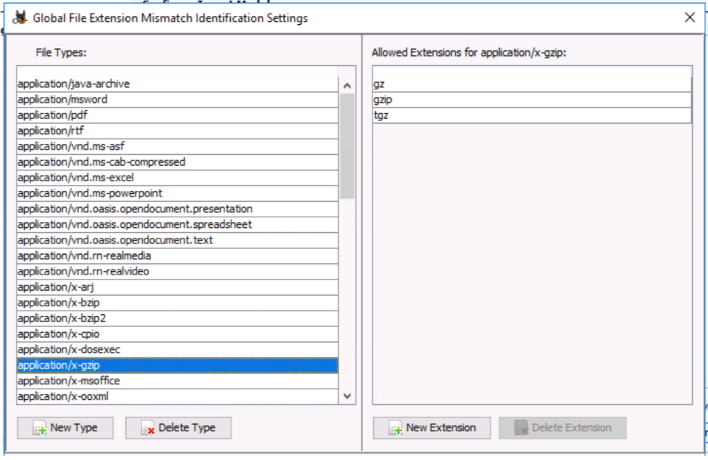 Autopsy Extension Mismatch Configuration Panel