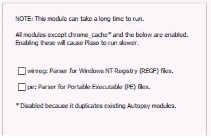 Autopsy Plaso Module Configuration