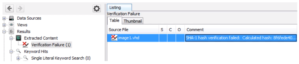 Autopsy Data Source Integrity Module Results